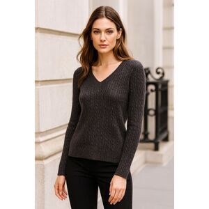 LORD & TAYLOR Gray V Neck Cashmere Pullover Sweater Top   Women's Size XS